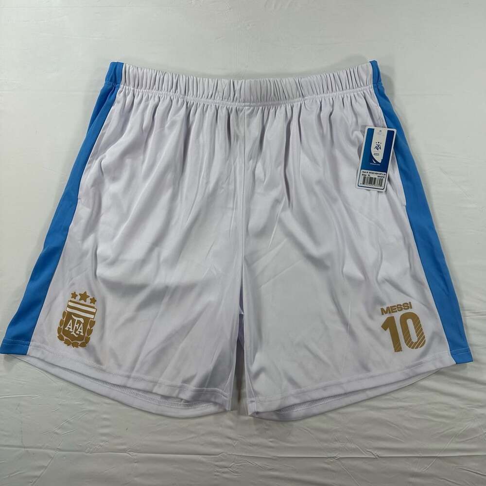 AFA Argentina Nation Team Messi #10 Soccer Shorts Size XL White Blue